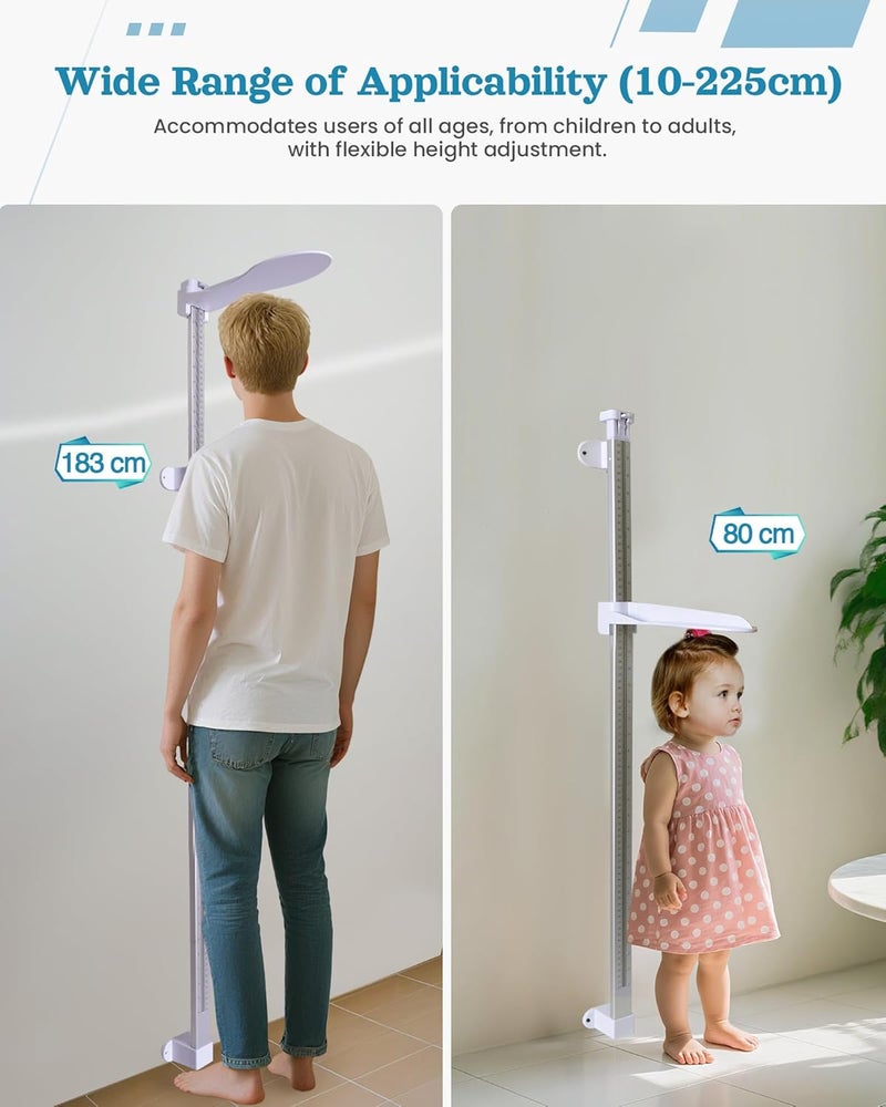 ScaleBelly Height Measurement for Wall – Medical Wall Mounted Aluminum Stadiometer 10–225 cm / 3.9–88.6 in – Professional Height Measuring Tool for Adults & Kids – Accurate Scale for Home or Clinic - Image 4